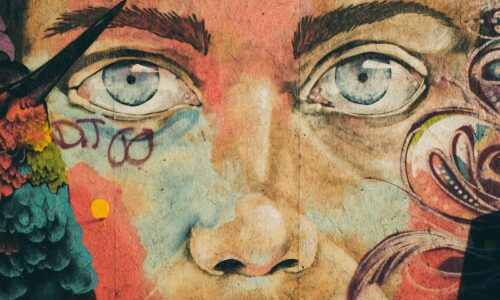 floral person's portrait graffiti