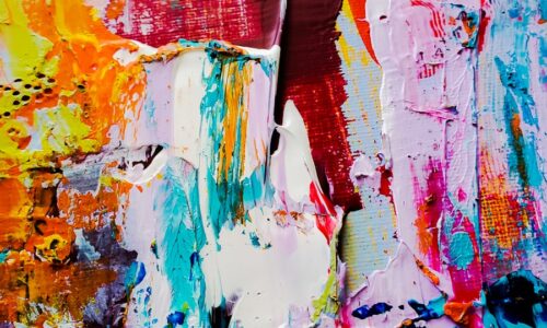 red blue and yellow abstract painting