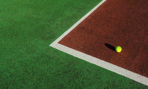 yellow ball on green and white field